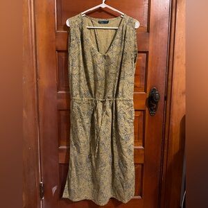 Prana Ecotropics Dress Cabana Straw Sleeveless Drawstring Waist Open Back Large